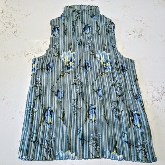 Impressions Pleated Floral Print Sleeveless Top - Picture 5 of 7